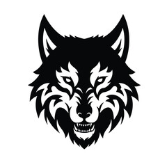 Black wolf head tribal graphic design animal white 1