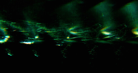 Blur radiant reflection. Abstract flare. Rainbow green blue color optical lens glisten texture on...