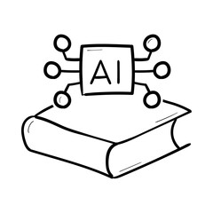 Knowledge hand drawn icon, Symbol of learning, AI-powered knowledge, Educational values, Information acquisition, and Wisdom illustration. Doodle illustration.