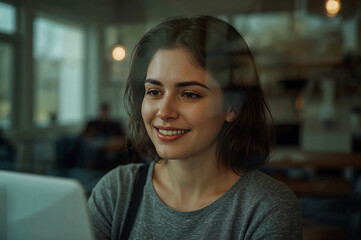 Young woman portrait happiness lifestyle contentment thoughtful