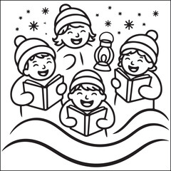 Christmas bold and easy black and white coloring pages for adults.