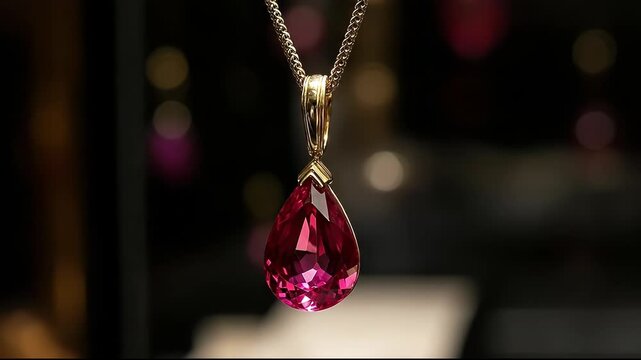 A stunning ruby pendant necklace showcasing luxury and elegance.