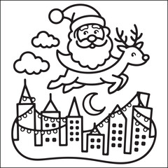 Christmas bold and easy black and white coloring pages for adults.