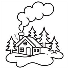 Christmas bold and easy black and white coloring pages for adults.