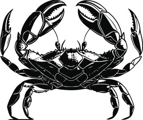 Crab with claws raised, geometric line art, bold stroke 2
