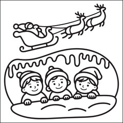 Christmas bold and easy black and white coloring pages for adults.