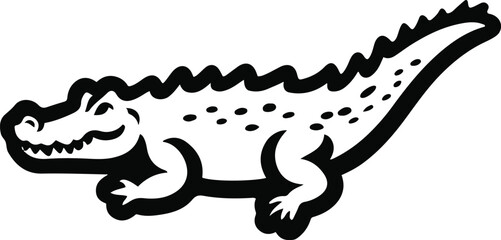 Hand-drawn crocodile silhouette in single bold line, minimalist vector style 1