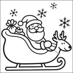 Christmas bold and easy black and white coloring pages for adults.