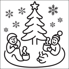 Christmas bold and easy black and white coloring pages for adults.