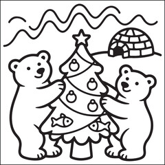 Christmas bold and easy black and white coloring pages for adults.