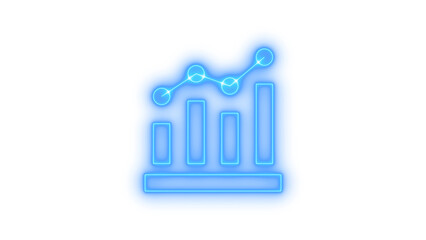 Glowing neon bar chart and line graph icon isolated on transparent background. Data analytics. Business report. Financial growth. Market trend. Statistical infographic.