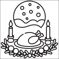 Christmas bold and easy black and white coloring pages for adults.