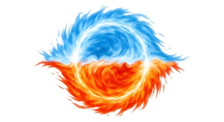Abstract illustration of a swirling design with blue and orange colors on a white background art