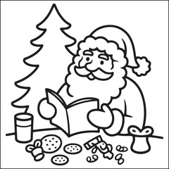 Christmas bold and easy black and white coloring pages for adults.