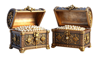  Decorative Pearl Treasure Chest Pair — isolated on transparent background