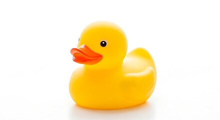 Isolated yellow rubber duck on clean white background for design.