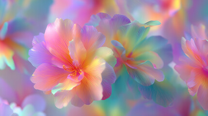 Fototapeta premium iridescent pastel flowers background 