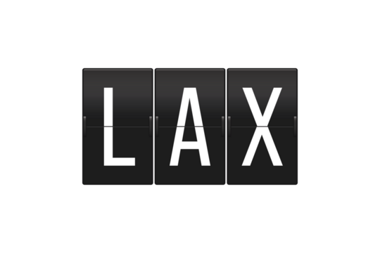 LAX Airport Code on Split Flap Display Sign Representing Los Angeles International Airport Travel and Aviation Concept