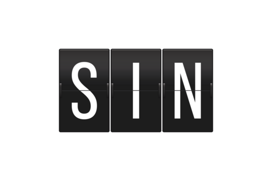 SIN Airport Code on Split Flap Display Representing Singapore Changi Airport and Global Air Travel Concept