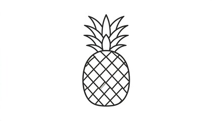 Pineapple fruit outline drawing on white background.