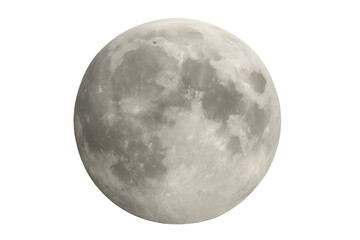 Naklejka premium Full moon showing surface craters and maria, astronomical object in night sky, science and space concept