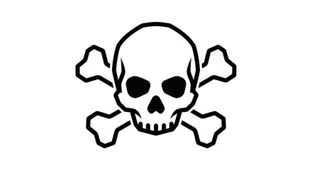 Black and White Skull and Crossbones Warning Symbol.