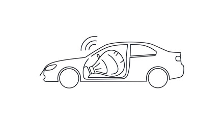 Car Interior Light On with Open Door Outline.