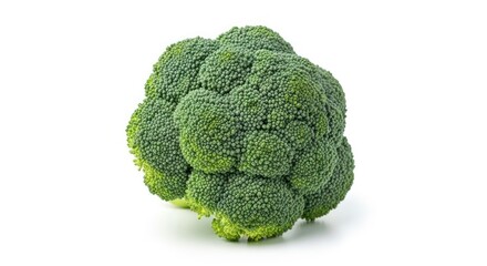 Fresh Green Broccoli Florets Isolated on White Background Healthy Vegetable Food.