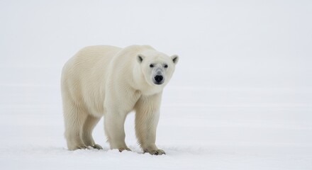 Polar Bear Standing in a Snowy Landscape.