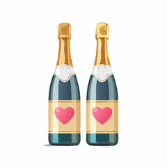 Paar Champagnerflaschen mit Herz-Etikett