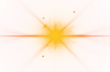 Transparent shining sun with special lens flare light effect isolated on a white or transparent PNG background. Perfect for glowing overlays, bright spotlight effects, digital art, and creative design