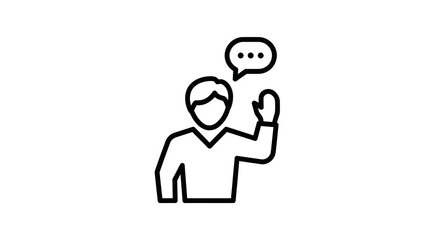 Simple Black and White Icon of a Person Speaking.