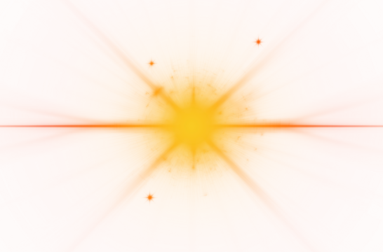 Transparent shining sun with special lens flare light effect isolated on a white or transparent PNG background. Perfect for glowing overlays, bright spotlight effects, digital art, and creative design