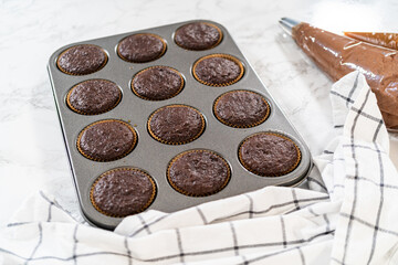 Baking Chocolate Cupcakes with Decadent Chocolate Frosting