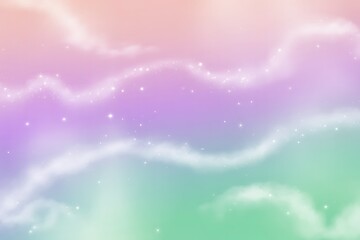 Pastel Rainbow Cloud Background with Sparkles image