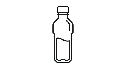 Simple black line art icon of a plastic bottle partially filled with liquid.