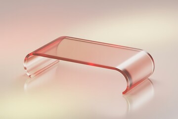 Translucent Red Acrylic Curved Table with Soft Gradient Lighting image photo