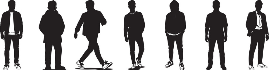 Collection of diverse women silhouettes showcasing various fashion styles and poses ideal for design projects and creative illustrations