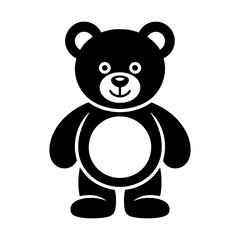 Fototapeta premium black and white standing Teddy bear icon Silhouette vector style with white background