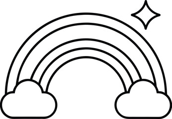 Enchanted Rainbow Bridge Coloring Illustration on Transparent Background