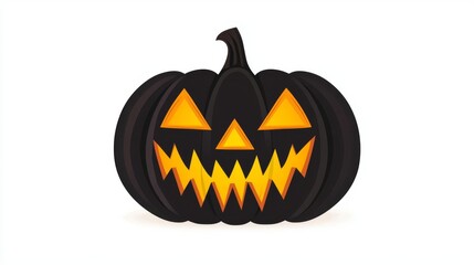 Fototapeta premium A spooky Halloween pumpkin with a menacing face, ideal for seasonal decorations and festive events.