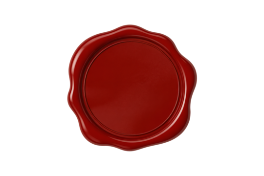 Authentic red wax seal stamp provides official approval certification