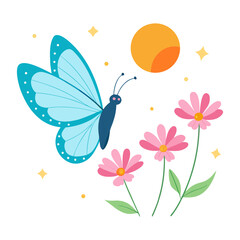butterfly and flowers