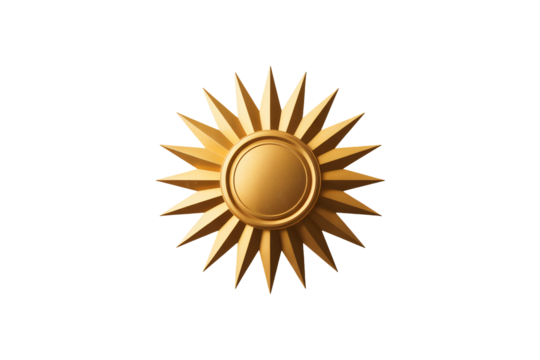 Golden sunburst emblem symbolizing success, power, and achievement