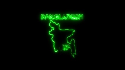 Neon Green Outline Map of Bangladesh with Text image photo