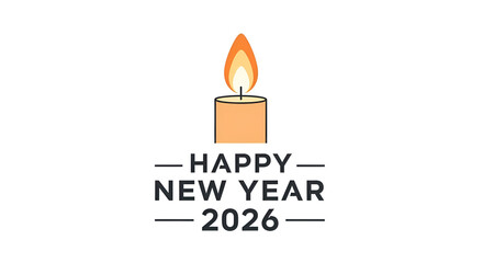 Obraz premium Happy New Year 2026 Greeting with Lit Candle Icon Illustration