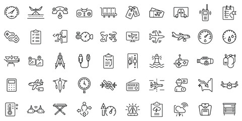A collection of diverse line icons representing various professions and activities.