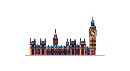 Obraz premium houses of parliament illustration iconic london landmark with historic architecture representing british government and national heritage for travel blogs uk tourism.