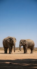 Obraz premium Majestic Asian Elephants Walking Freely in Nature — Symbol of Strength and Harmony