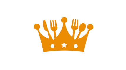 Obraz premium Elegant Royal Crown with Culinary Utensils Icon for Gourmet Dining, Restaurant Branding, Food Service, and Kitchen Design
